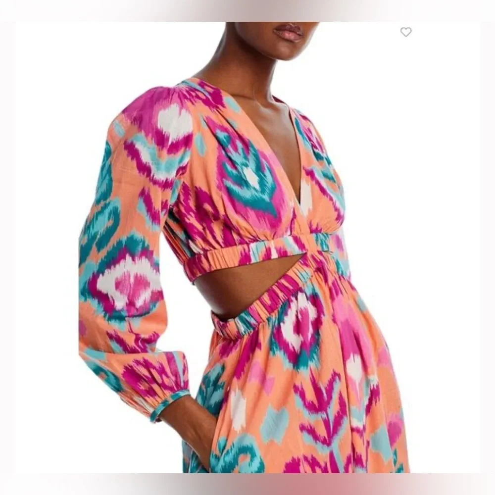 NWT Banjanan Camilla Ikat Floral Spice Midi Dress Multicolor Size Medium - Picture 11 of 11